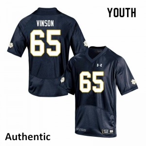 Youth Michael Vinson Navy Notre Dame #65 Authentic NCAA Jerseys