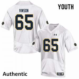 Youth Michael Vinson White Notre Dame Fighting Irish #65 Authentic Stitched Jerseys