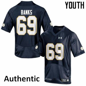 Youth Aaron Banks Navy Blue UND #69 Authentic Embroidery Jerseys