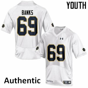 Youth Aaron Banks White Notre Dame #69 Authentic Official Jersey