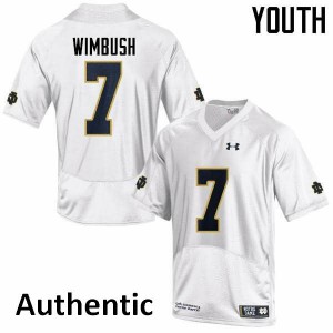 Youth Brandon Wimbush White Irish #7 Authentic Football Jerseys