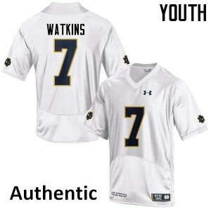 Youth Nick Watkins White UND #7 Authentic Player Jerseys
