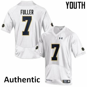 Youth Will Fuller White Notre Dame Fighting Irish #7 Authentic Embroidery Jersey