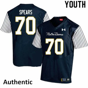 Youth Hunter Spears Navy Blue Notre Dame Fighting Irish #70 Alternate Authentic College Jerseys