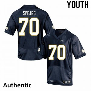 Youth Hunter Spears Navy University of Notre Dame #70 Authentic Embroidery Jersey