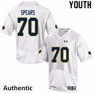 Youth Hunter Spears White University of Notre Dame #70 Authentic Player Jersey