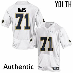 Youth Alex Bars White Notre Dame #71 Authentic Stitched Jerseys
