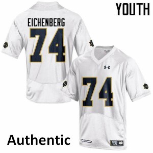 Youth Liam Eichenberg White Notre Dame Fighting Irish #74 Authentic Stitch Jerseys