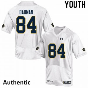 Youth Kevin Bauman White Fighting Irish #84 Authentic Embroidery Jerseys