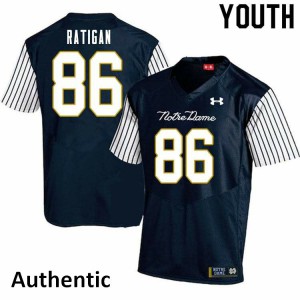 Youth Conor Ratigan Navy Blue Notre Dame #86 Alternate Authentic Official Jersey