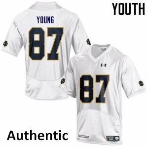 Youth Michael Young White UND #87 Authentic Stitched Jersey
