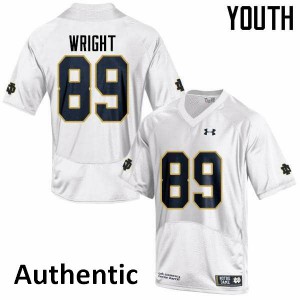 Youth Brock Wright White Notre Dame Fighting Irish #89 Authentic NCAA Jerseys