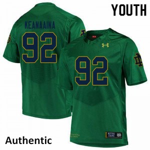 Youth Aidan Keanaaina Green Notre Dame #92 Authentic High School Jersey