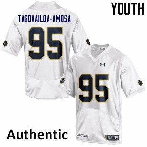 Youth Myron Tagovailoa-Amosa White Notre Dame Fighting Irish #95 Authentic College Jersey