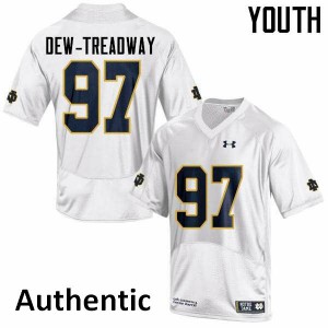 Youth Micah Dew-Treadway White Notre Dame #97 Authentic Stitch Jerseys