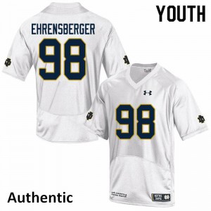 Youth Alexander Ehrensberger White University of Notre Dame #98 Authentic Embroidery Jerseys