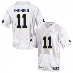 Men's Ramon Henderson White University of Notre Dame #11 Game Official Jerseys