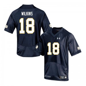 Mens Joe Wilkins Navy University of Notre Dame #18 Game Embroidery Jerseys