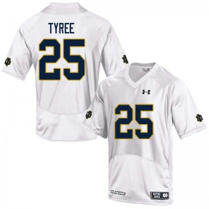 Mens Chris Tyree White Notre Dame Fighting Irish #25 Game Embroidery Jerseys