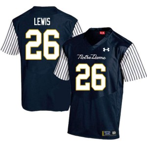 Mens Clarence Lewis Navy Blue University of Notre Dame #26 Alternate Game Embroidery Jersey