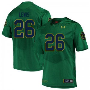 Mens Clarence Lewis Green Irish #26 Game Stitched Jersey