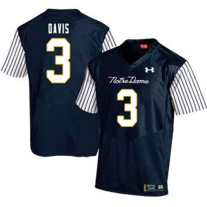 Men Avery Davis Navy Blue UND #3 Alternate Game NCAA Jerseys