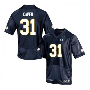 Mens Cole Capen Navy Notre Dame #31 Game Stitched Jersey