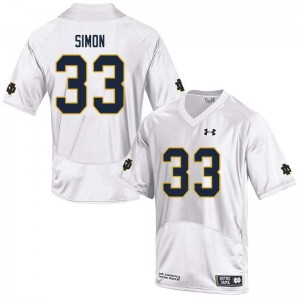 Men Shayne Simon White Notre Dame #33 Game Stitched Jerseys