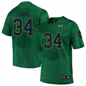 Men Osita Ekwonu Green Irish #34 Game Stitched Jersey