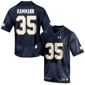 Men's Grant Hammann Navy Blue UND #35 Game Football Jersey