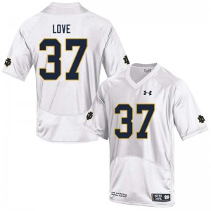 Men Chase Love White University of Notre Dame #37 Game Football Jersey