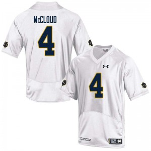 Men Nick McCloud White Notre Dame Fighting Irish #4 Game Embroidery Jerseys