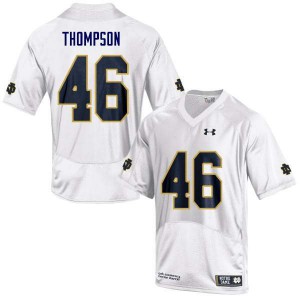Mens Jimmy Thompson White University of Notre Dame #46 Game Embroidery Jerseys