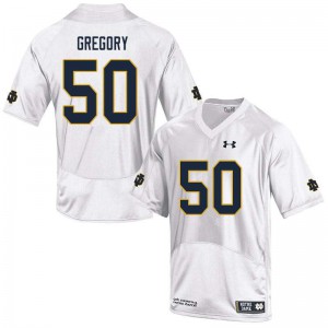 Mens Reed Gregory White Notre Dame #50 Game Embroidery Jerseys