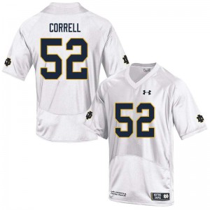 Men's Zeke Correll White Notre Dame #52 Game Player Jersey