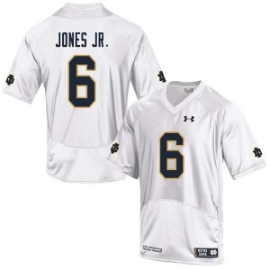 Men's Tony Jones Jr. White UND #6 Game Official Jersey