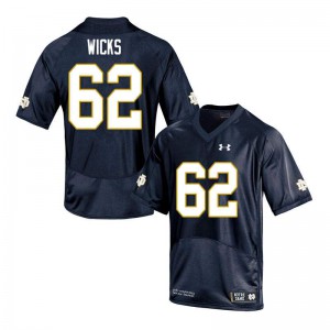 Men Brennan Wicks Navy University of Notre Dame #62 Game Stitched Jerseys