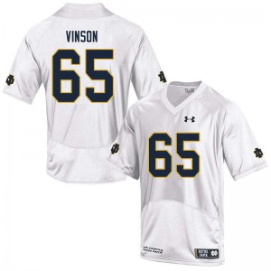 Men Michael Vinson White Notre Dame #65 Game NCAA Jersey