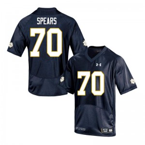 Men's Hunter Spears Navy Notre Dame #70 Game Stitched Jersey