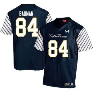Men Kevin Bauman Navy Blue UND #84 Alternate Game Football Jerseys