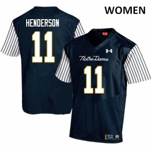 Women Ramon Henderson Navy Blue Notre Dame Fighting Irish #11 Alternate Game University Jerseys
