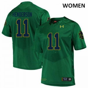 Women Ramon Henderson Green Notre Dame Fighting Irish #11 Game Player Jerseys