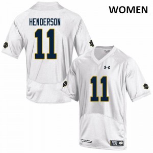 Women Ramon Henderson White Irish #11 Game University Jersey