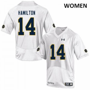 Women Kyle Hamilton White UND #14 Game Stitched Jersey
