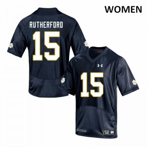 Womens Isaiah Rutherford Navy Notre Dame Fighting Irish #15 Game Player Jerseys
