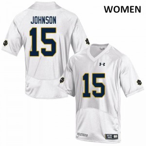 Women Jordan Johnson White UND #15 Game Stitched Jersey
