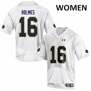 Womens C.J. Holmes White Irish #16 Game High School Jerseys