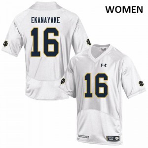 Women Cameron Ekanayake White University of Notre Dame #16 Game Official Jerseys