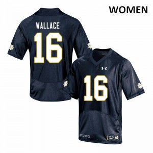 Women KJ Wallace Navy UND #16 Game Football Jersey
