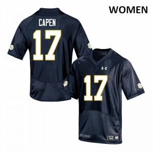 Women's Cole Capen Navy UND #17 Game Football Jersey